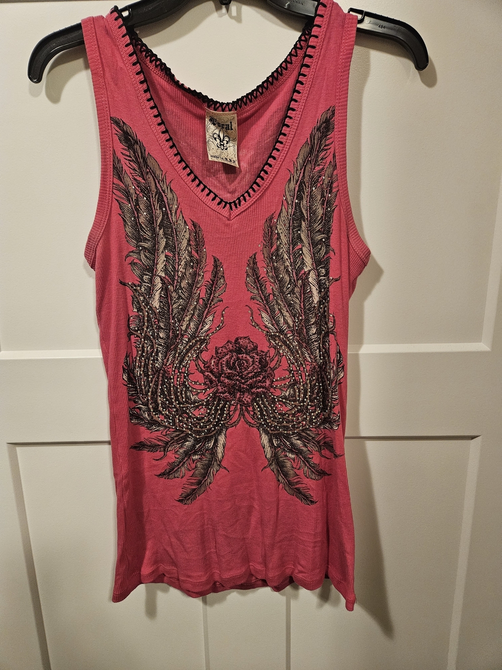 Vocal Pink Wing & Rose Graphic Tank